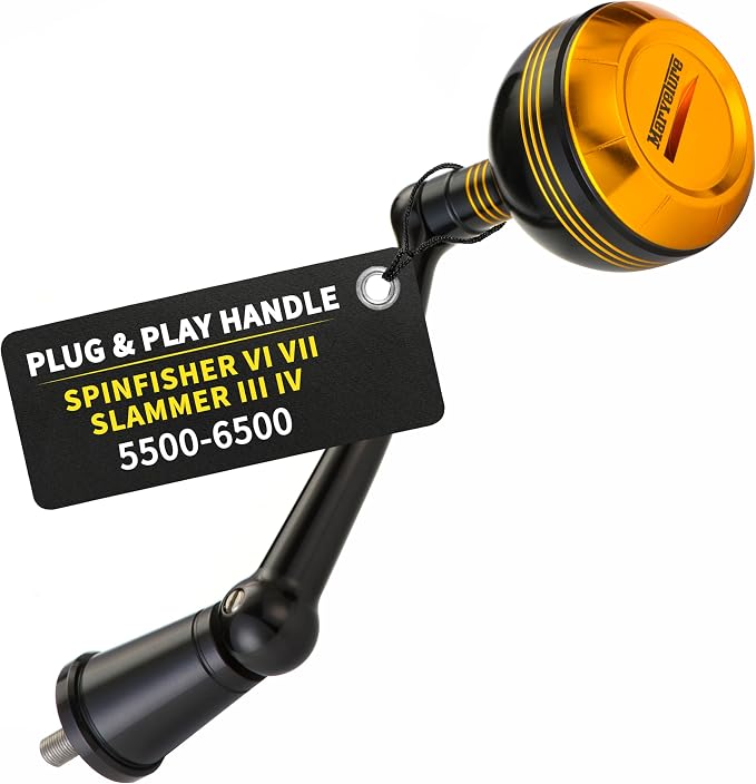 Foldable Power Handle for Penn Spinfisher VI VII Slammer III IV (Not for Spinfisher Long Cast/V/SS) (Black, Slammer/Spinfisher 5500-6500 Thread)