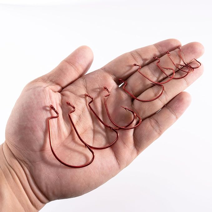 Dr.Fish EWG Hooks Bass Fishing Worm Hooks Extra Wide Gap Freshwater Fishing Carolina/Texas Rig