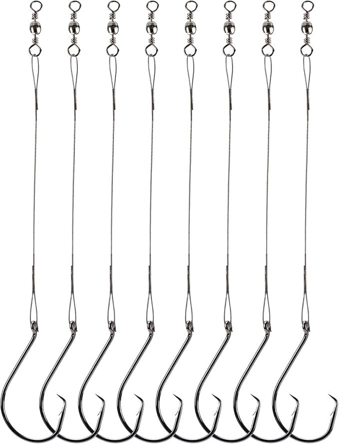 Fishing Circle Hooks Saltwater 50pcs Leader Hook Rigs for Catfish Bass With Offset Hooks