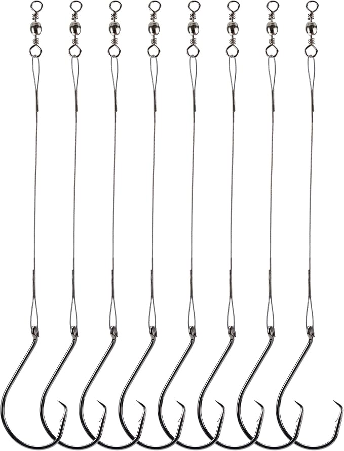 Fishing Circle Hooks Saltwater 50pcs Leader Hook Rigs for Catfish Bass With Offset Hooks