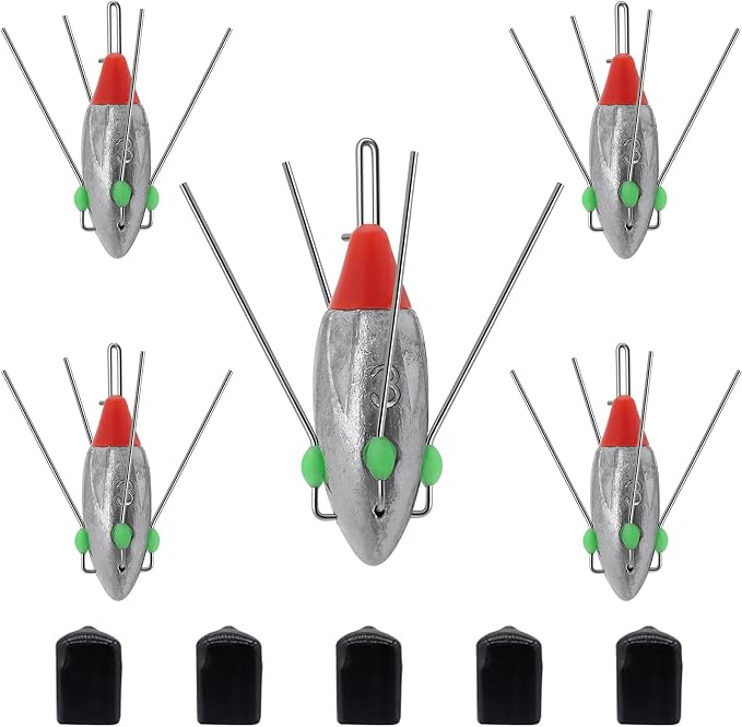 5 Pcs Sputnik Sinker Fishing Weights Lead Fishing Equipment Long Tail Surfing Casting Spider Sinkers for Catfish Saltwater Beach Sand Ocean