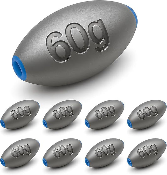 Egg Sinkers Fishing Weights – Lead Oval Sliding Sinkers for Catfish, Bass & Surf Fishing, No-Snag Smooth Hole Design, Heavy Fishing Weights for Bottom Rigs in Lakes, Rivers & Beach