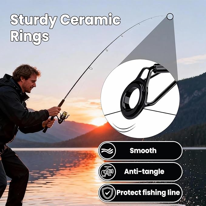 FishTrip Rod Tip Repair Kit, 20/60/70/90/230pcs Fishing Rod Tips Replacement Kit Stainless Steel Ceramic Guides Ring Fishing Pole Eyelets Repair Kit