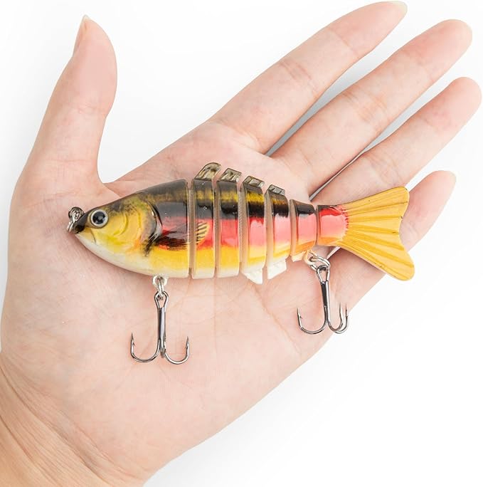 Syosisny 3PCS Premium Segmented Fishing Lures Set, Multi-Jointed Hard Baits with 3D Eyes & Realistic Swimming Action, Sharp Treble Hooks for Bass, Trout, Walleye, Freshwater & Saltwater Swimbait