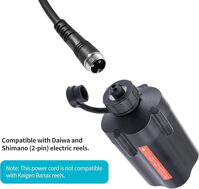 Electric Fishing Reel Battery Power Cable - 1.5FT Rust-Proof Power Cord Compatible with Daiwa Tanacom Seaborg Leobritz BeastMaster Shimano Fishing Reel Super Air Cord BM LB Prof PrB ProS