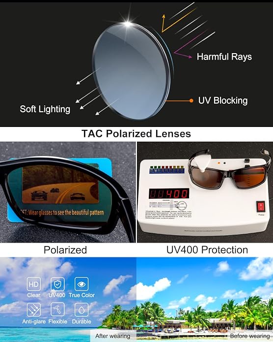 BEALER Polarized Sports Sunglasses for Men Lightweight TR90 Frame Sun Glasses Driving Cycling Fishing UV Protection Shades