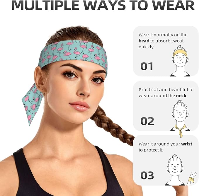 Sports Tie Headbands for Men Women, Adjustable Ninja Karate Head Band Headband for Basketball, Running, Tennis, Yoga