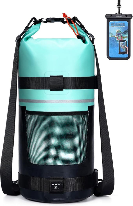 ECOHUB Waterproof Dry Bag for Women Men, 5L/10L/20L Roll Top Lightweight Dry Storage Bag Backpack for Travel Kayaking Hiking Floating with Waterproof Phone Case