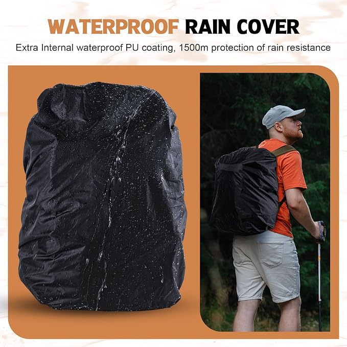 Goture Fishing Backpack, 53L 600D Water-Resistant Insulated Tackle Backpack with Cooler, Rod Holders, 8 Lure Pockets, Rain Cover, Gear Storage Large Fishing Bag for Camping Hiking(Without Tackle Box)