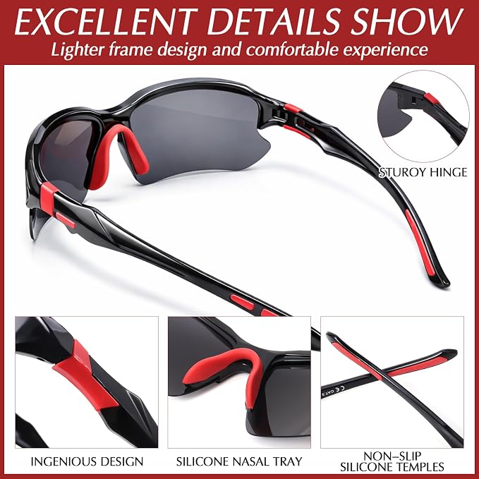 4/5Pack Polarized Sports Sunglasses for Men Women Baseball Cycling Running Fishing UV Protection Sun Glasses
