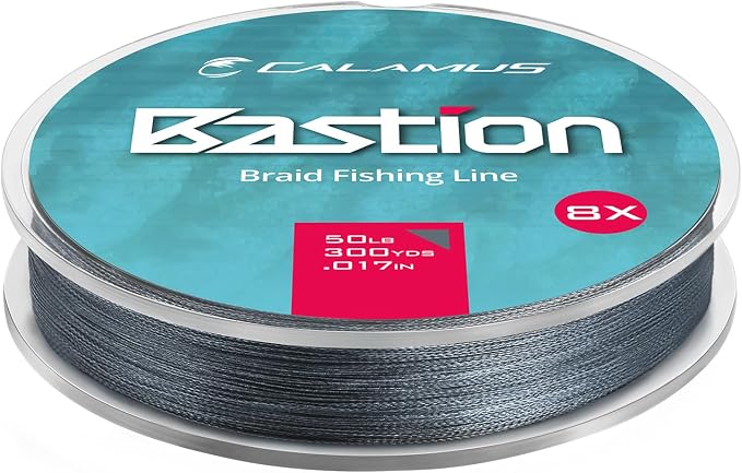 Calamus Bastion Braided Fishing Line -Abrasion Resisting Braided Lines – Thin Diameter Superline – Zero Stretch – 4 Strand MultiTuf Fiber Braid Line