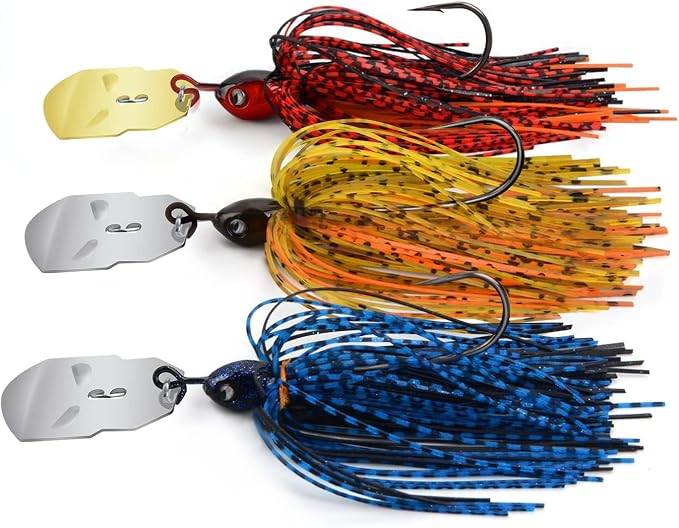 MadBite by KastKing Bladed Jig Fishing Lures, Multi-Color Kits, Irresistible Vibrating Action, Sticky-Sharp Heavy-Wire Needle Point Hooks, Popular 3/8 oz and 1/2 oz Sizes, Includes Storage Box