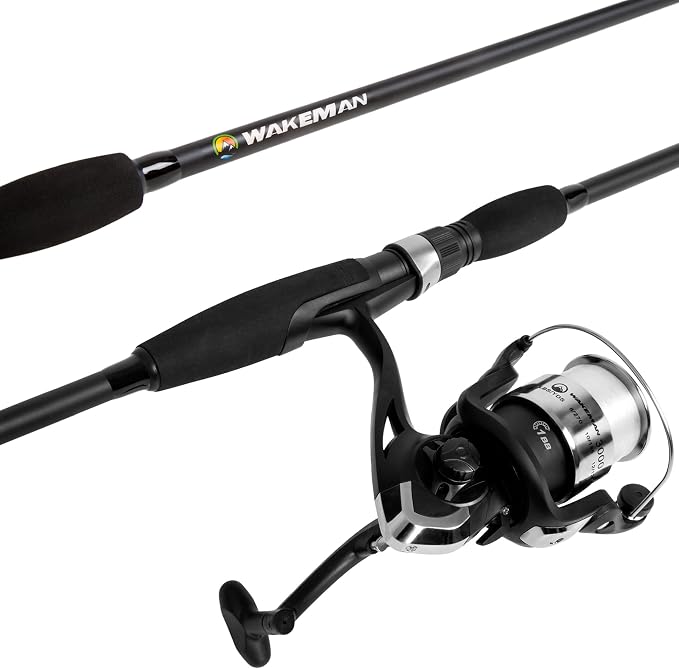 Fiberglass Fishing Pole - Strike Series 78-Inch Collapsible Rod and Spinning Reel Combo, EVA Handle, Pre-Spooled Reel, Fishing Gear for Catching Walleye, Bass, Trout, and More by Wakeman