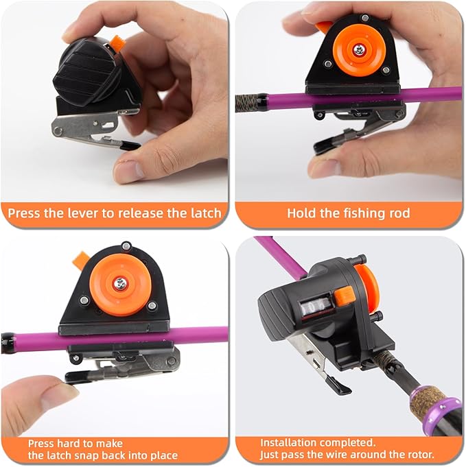 2PC Fishing Line Counter and Fishing Line Spooler Set, Universal Rod Clamp 4 Sizes Silicone-Protected Spooler, 0-999M Depth Gauge Counter,Smooth Winding System for Spinning/Baitcasting Reels