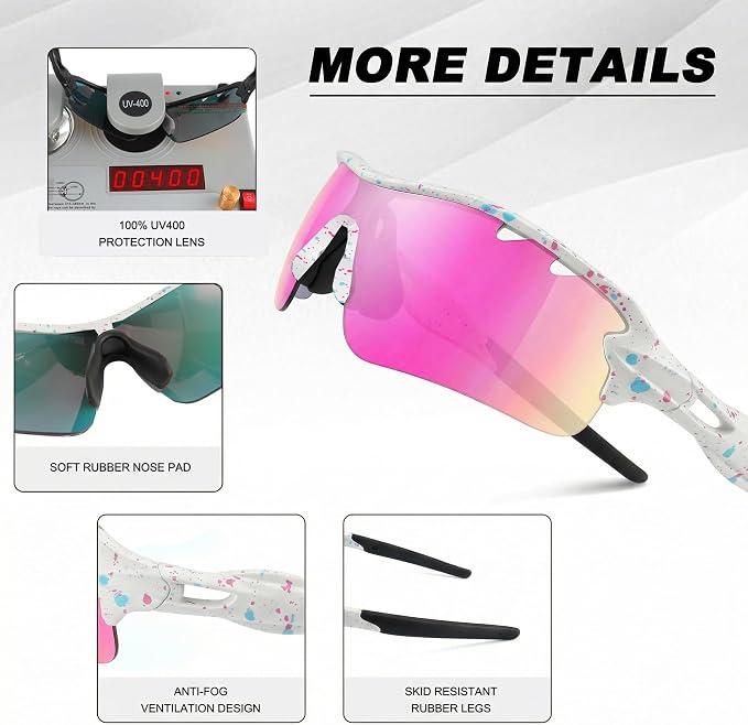 BangLong Polarized Cycling Sunglasses for Men Women, 26g Sports Sunglasses with 5 Lenses for Running Fishing Baseball Driving
