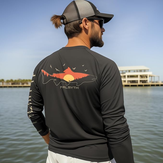 Palmyth Fishing Shirts for Men Long Sleeve UPF 50+ T Shirt Sun Protection Tee