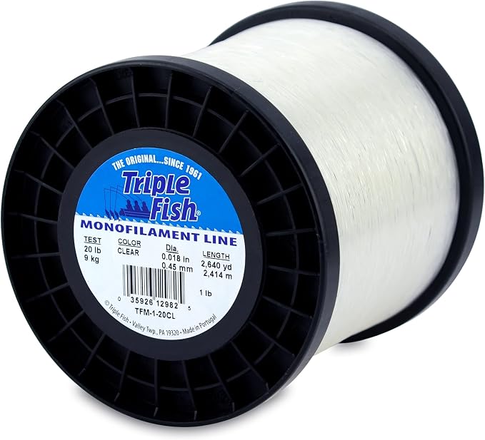 Triple Fish Monofilament Fishing Line - Strong Clear Pink Camo Color for Trolling, Bottom Fishing, Casting Main Line Catfish, Bass