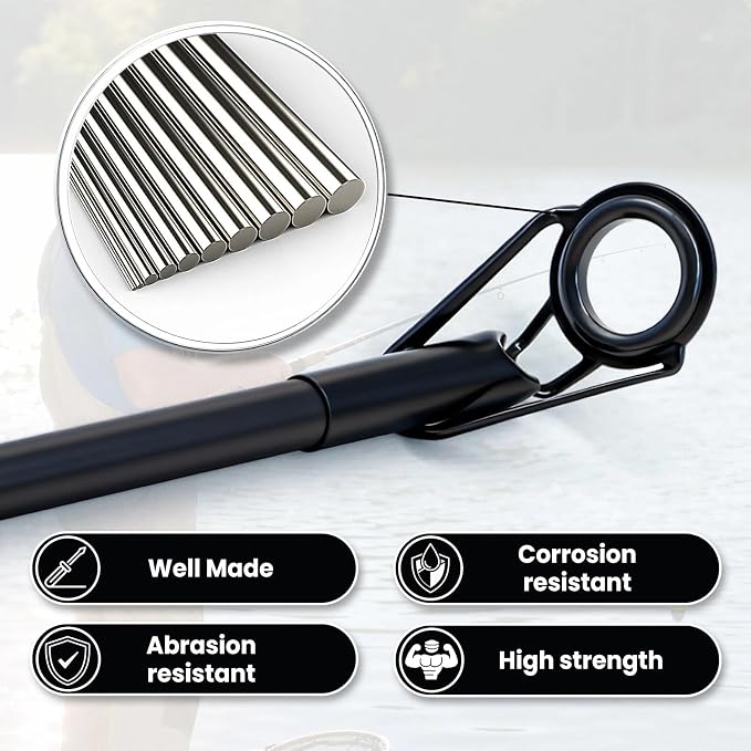 FishTrip Rod Tip Repair Kit, 20/60/70/90/230pcs Fishing Rod Tips Replacement Kit Stainless Steel Ceramic Guides Ring Fishing Pole Eyelets Repair Kit