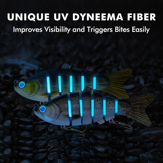 TRUSCEND Swimmax Easy Catch Fishing Lures with BKK Hooks, Wiggling, Vibrating, Rattling and Gurgling for More Bites, Heavy-Duty Dyneema Fiber Jointed Swimbaits for Bass, Trout, Crappie, Walleye, Pike
