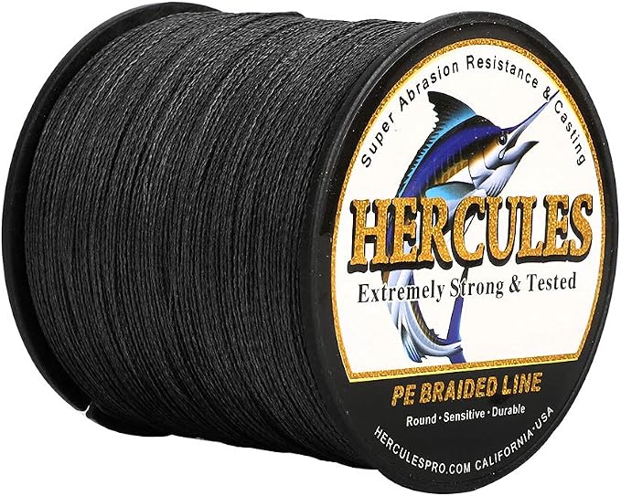 HERCULES Cost-Effective Super Strong 4 Strands Braided Fishing Line 6LB to 100LB Test for Salt-Water, 109/328 / 547/1094 Yards (100M / 300M / 500M / 1000M), Diam# 0.08MM - 0.55MM, Hi-Grade