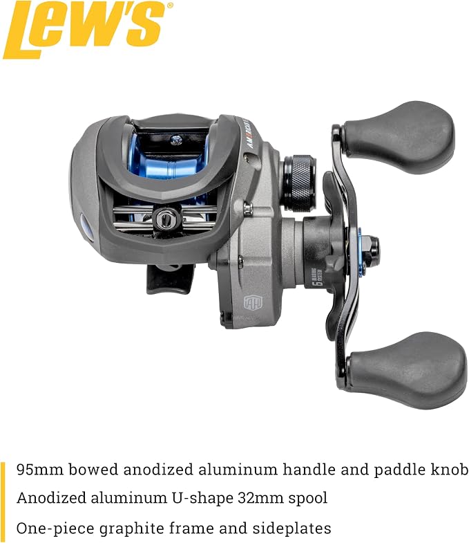Lew's American Hero Baitcast Fishing Reel, 4+1 Bearings, 7.5:1 Gear Ratio, Graphite Frame, Speed Gears, Magnetic Control System