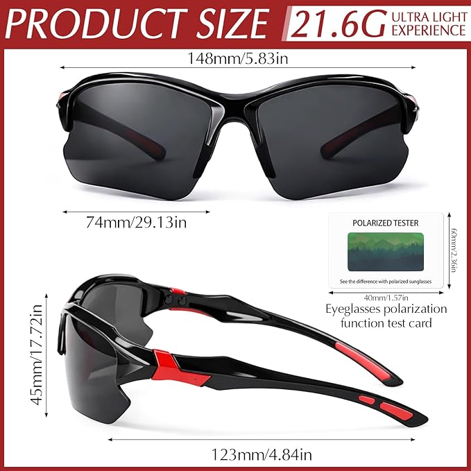4/5Pack Polarized Sports Sunglasses for Men Women Baseball Cycling Running Fishing UV Protection Sun Glasses