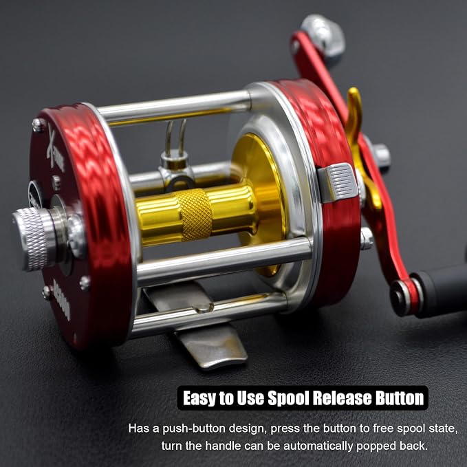 X-Tribe Round Baitcasting Fishing Reel, Synchronized Level Wind System, 17 LBs Powerful Carbon Drag, 5.3:1 Gear Ratio, Single Power Handle, All Metal Frame and Side Covers for Saltwater