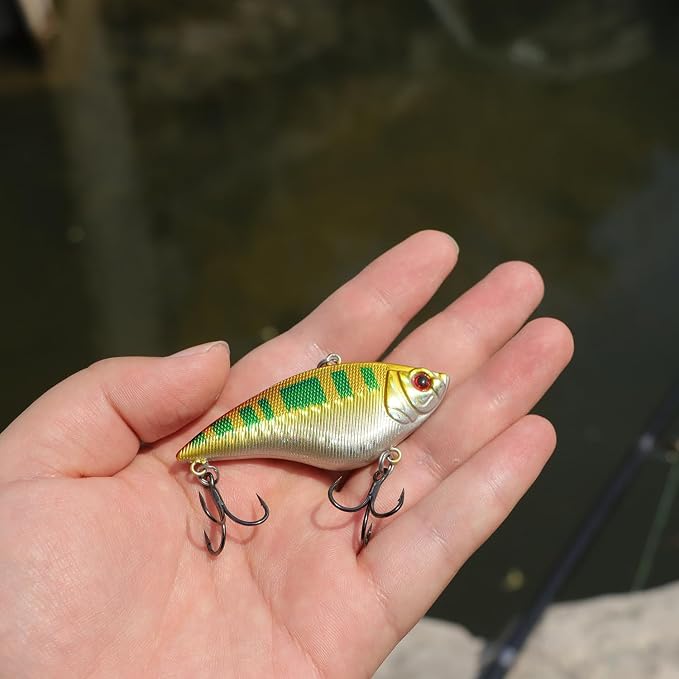 EXAURAFELIS Lipless Crankbait Fishing Lures Fishing Gear Vibration Lures VIB Lure with Treble Hook Swimbait FishingBait Sinking Lure for Bass Trout Walleye Redfish