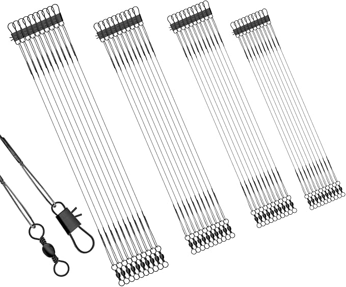 Fishing Leaders, Anti-bite Stainless Steel Wire Leaders Fishing Leaders Line with Swivels for Saltwater and Freshwater