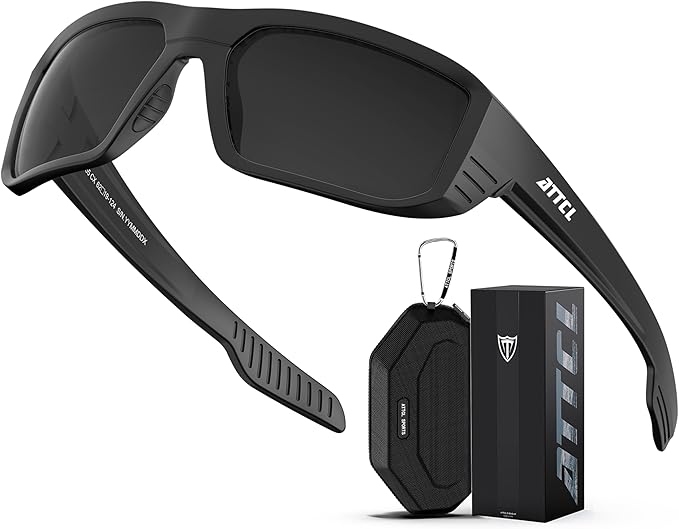 ATTCL Sports Polarized Sunglasses for Men: Ultra-Light Wrap Around TR90 Frame UV400 Protection for Fishing Driving Shooting