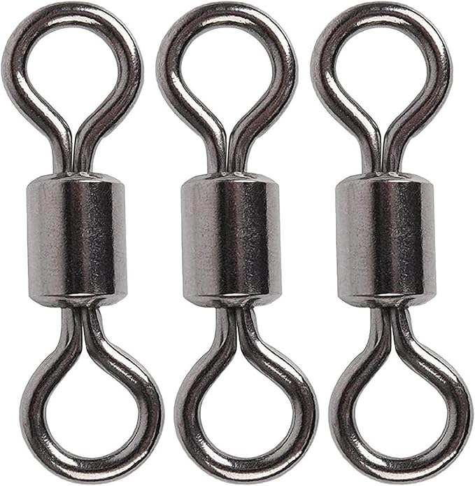 250pcs Fishing Swivel Rolling Barrel Swivel Stainless Steel Swivels Corrosion Resistance Black Nickle Connector for Freshwater Saltwater Fishing Tackle #2#4#6#8#10