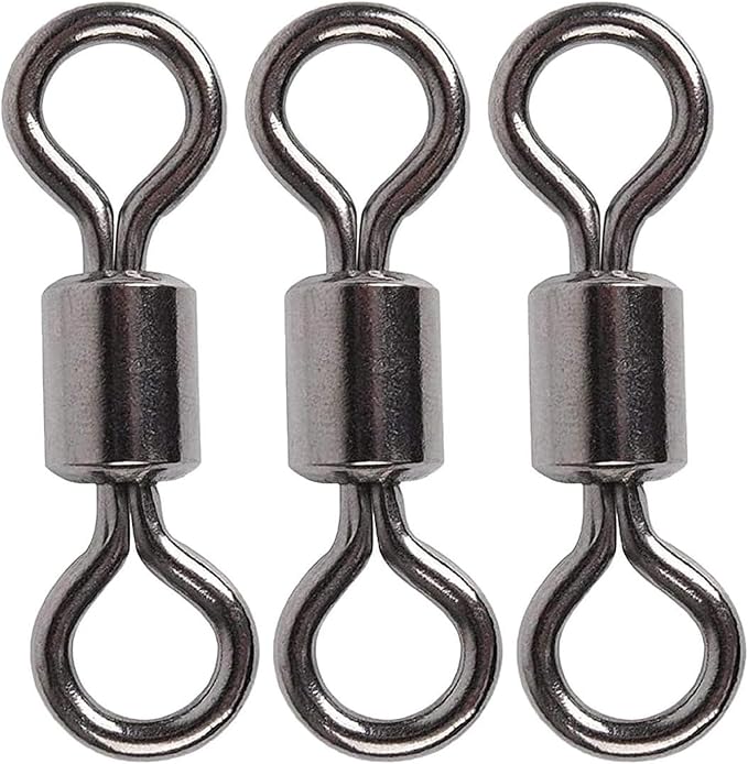 250pcs Fishing Swivel Rolling Barrel Swivel Stainless Steel Swivels Corrosion Resistance Black Nickle Connector for Freshwater Saltwater Fishing Tackle #2#4#6#8#10