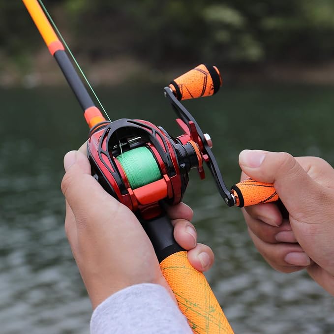 Sougayilang Baitcasting Reels - Colorful Fishing Reel, 8.0:1/7.3:1 Gear Ratios, 9+1 BB, Magnetic Braking System