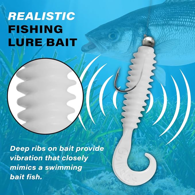 Galida's Grubz Soft Plastic Fish Bait Lures for Fishing | Fishing Bait Lure with Deep Ribs | Great for Beginners and Advanced Fishermen