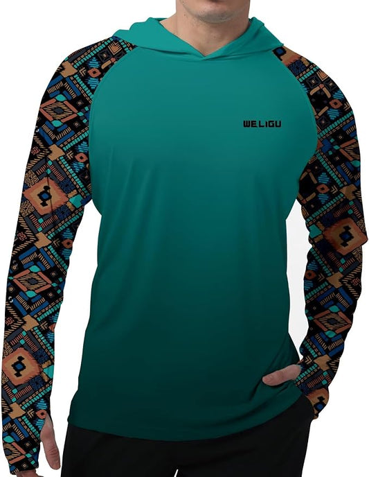 Men's UPF 50+ Sun Protection Hoodie Shirt Long Sleeve SPF Fishing Outdoor UV Hiking Lightweight Shirts