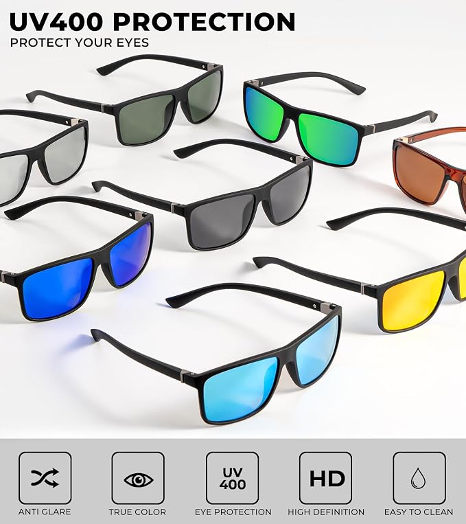 KALIYADI Polarized Mens Sun-Glasses Sunglasses-Men : Classic Sunglasses with UV Protection for Fishing Driving Golf