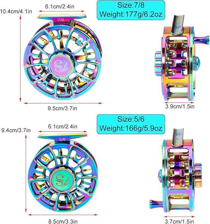 Sougayilang Fly Fishing Reel, Size 5/6,7/8 CNC-Machined Aluminum Alloy Fly Reel,Powerful Lightweight Fly Reels for Trout Fishing