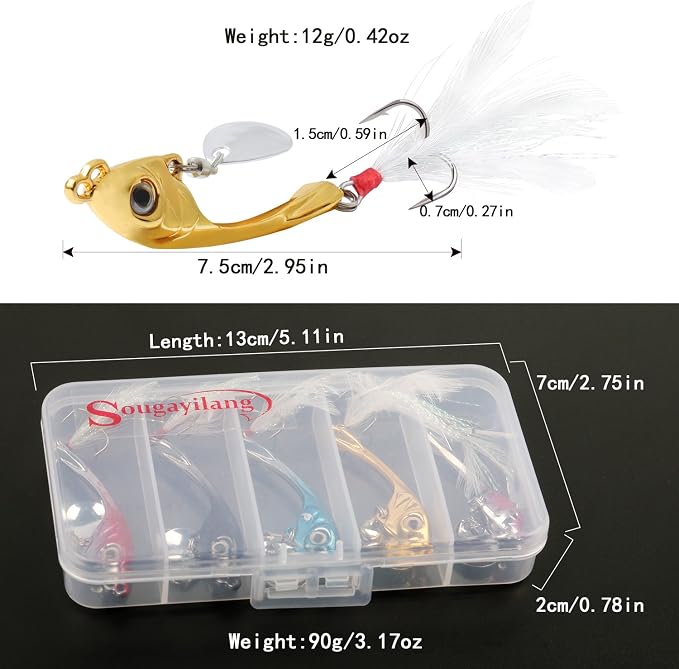 Sougayilang Jigs Fishing Lures Sinking Metal Spoons Micro Jigging Bait