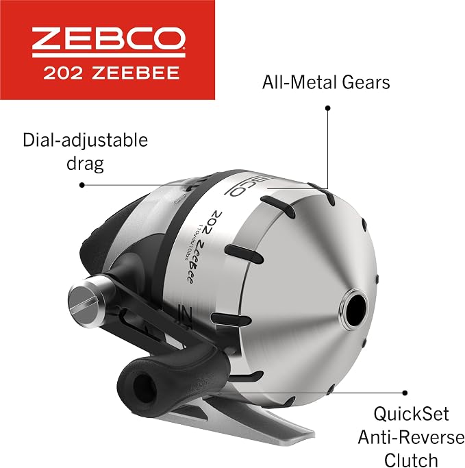 Zebco 202 Zeebee Spincast Reel and Fishing Rod Combo, Size 30 Reel, 29-Piece Eagle Claw Tackle Kit