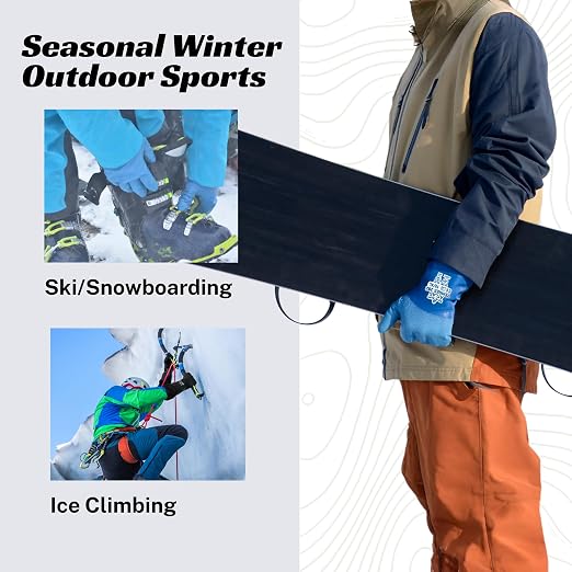 SHOWA TEMRES 282 Waterproof Insulated Winter Work Gloves, Breathable Polyurethane Coating, Thermal Fleece Liner, High-Grip for Hiking, Cold Storage, Ice Fishing, Outdoor Work, Blue, X-Large, 12 pair