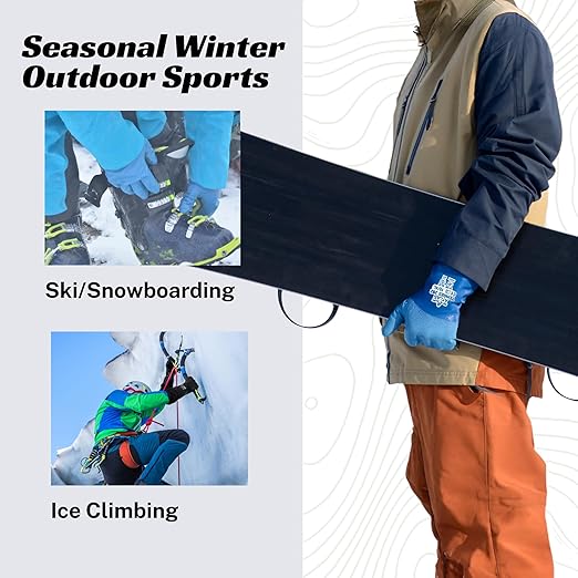 SHOWA TEMRES 282 Waterproof Insulated Winter Work Gloves, Breathable Polyurethane Coating, Thermal Fleece Liner, High-Grip for Hiking, Cold Storage, Ice Fishing, Outdoor Work, Blue, X-Large, 1 pair