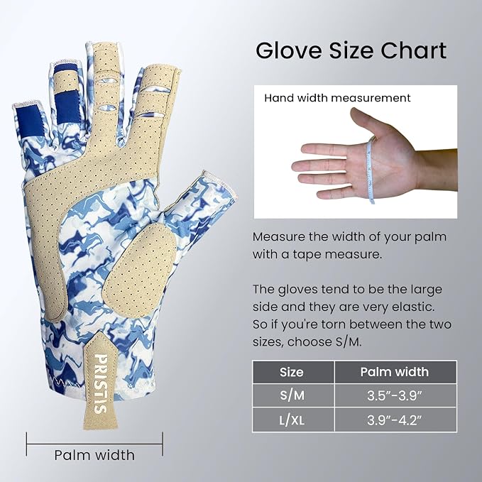 Pristis UPF 50+ Fishing Fingerless Gloves, UV Protection Breathable Half-Finger Sun Gloves for Men Women Boys Kayaking