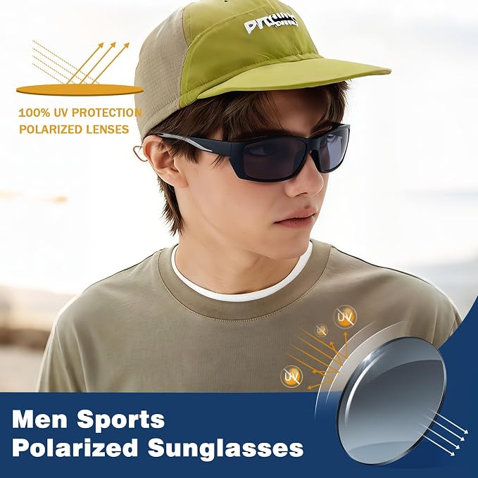 Polarized Sports Sunglasses for Men Women UV400 Protection Glasses Wrap Around Goggles for Driving Fishing Cycling