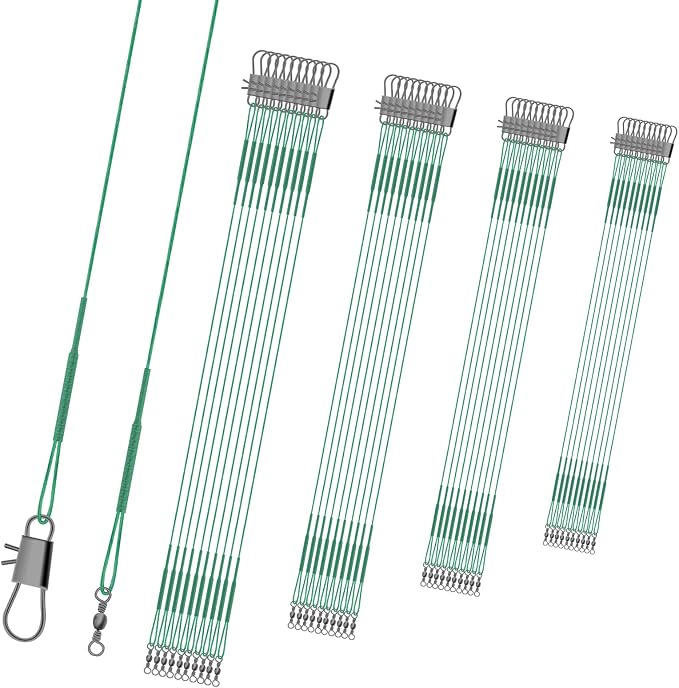 Fishing Leaders, Anti-bite Stainless Steel Wire Leaders Fishing Leaders Line with Swivels for Saltwater and Freshwater