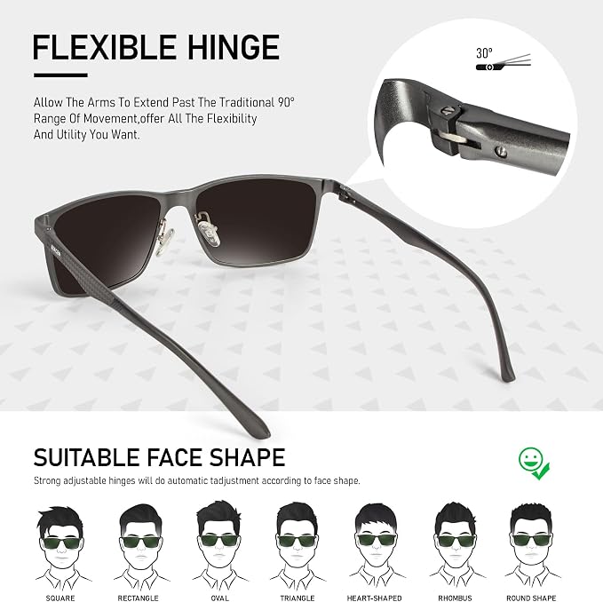 BIRCEN Polarized Mens Sunglasses for Driving: UV Protection Al-Mg Metal Sunglasses Lightweight Shades for Fishing Travel Golf