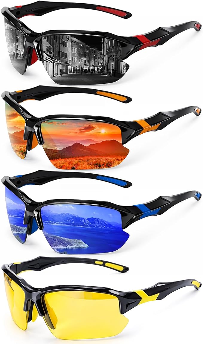 4/5Pack Polarized Sports Sunglasses for Men Women Baseball Cycling Running Fishing UV Protection Sun Glasses