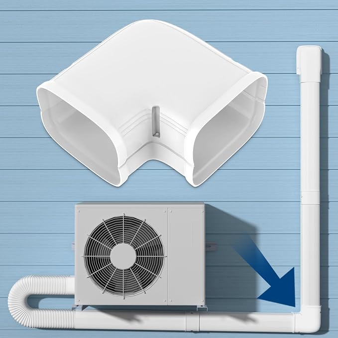 4" Level Bend Cover, 90° Flat Elbow, Upgrade PP Heat-Resistant, Paintable Decorative Line Set Cover Kit Parts Accessories for Mini Split Air Conditioners, AC, HAVC and Heat Pumps