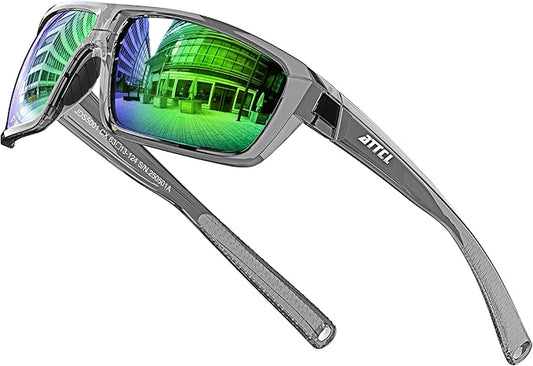 ATTCL Polarized Sunglasses Men for Fishing: UV Protection Lightweight TR90 Sports Wrap Sun Glasses Driving Golf Running