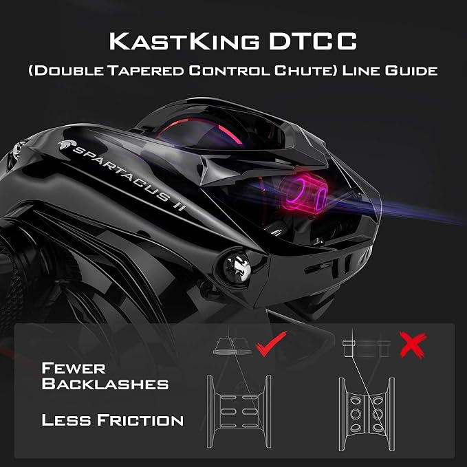 KastKing Spartacus II Baitcasting Fishing Reel, 6oz Ultralight Baitcaster Reel, Super Smooth with 17.6 LB Carbon Fiber Drag, 7.2:1 Gear Ratio, 39mm Palm Perfect Lower Profile Design