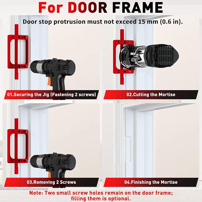 3" Fixed Size Door Hinge Jig for Door and Jamb, Aluminum Alloy Door Hinge Template Kit for Router, Mortise Jig Fits 3 inches Length 1/4" R, 5/8" R and Square Corner Hinges (3 in)